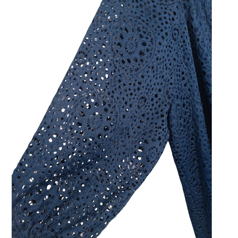 Leo & Nicole Admiral Navy Eyelet Lace Convertible Blouse XXL NWT - Picture 3 of 13